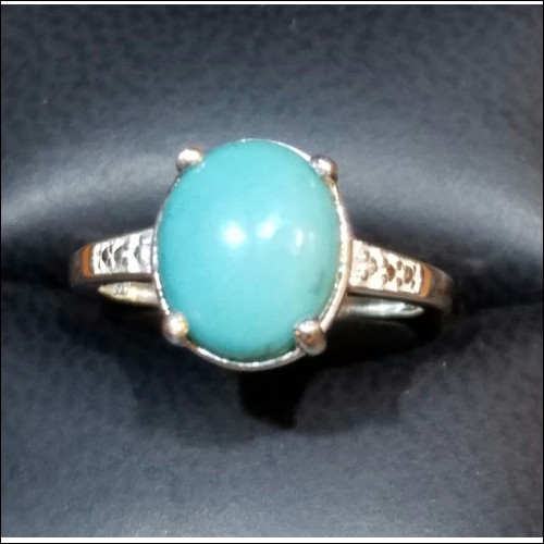Estate 3Ct Turquoise Ring Sterling Silver